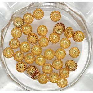 35pcs Beads for Jewelry #21653 Gold Plated Metal Bead Caps - 9 sets left